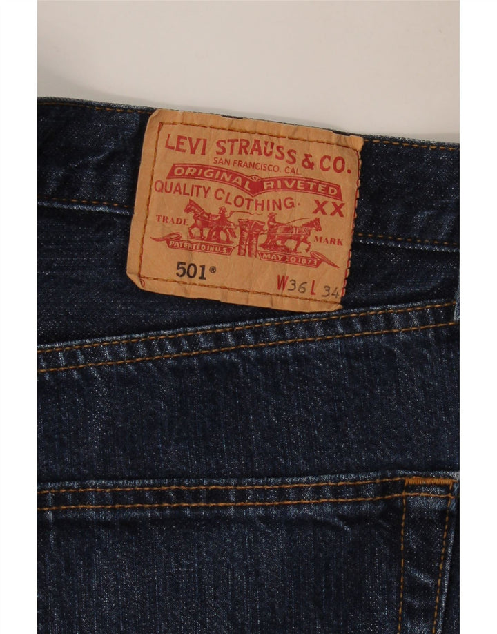 LEVI'S Herren 501 Straight Jeans W36 L30 Marineblaue Baumwolle