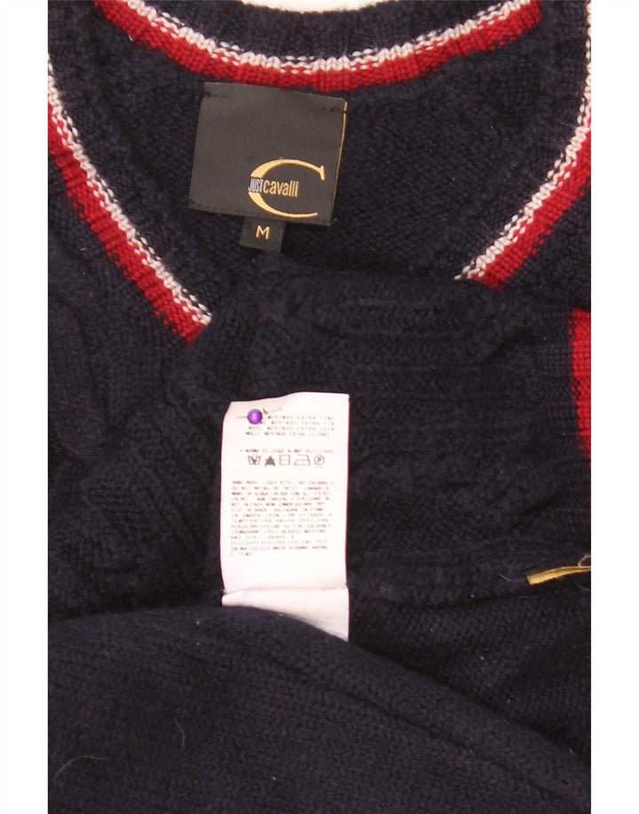 Just Cavalli Damen-Pullover mit V-Ausschnitt, Gr. 14, mittleres Marineblau