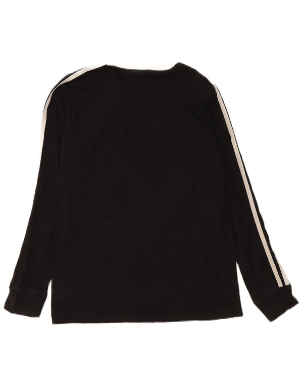 Adidas Damen Top Langarm UK 10 Small Schwarz Baumwolle
