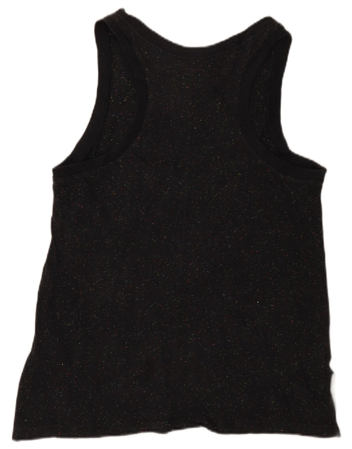 NIKE Womens Graphic Vest Top UK 12 Mittelschwarz gefleckte Baumwolle