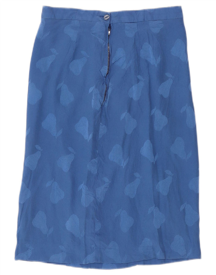 Vintage Damen Abstrakter Muster Gerader Rock W26 Klein Blau