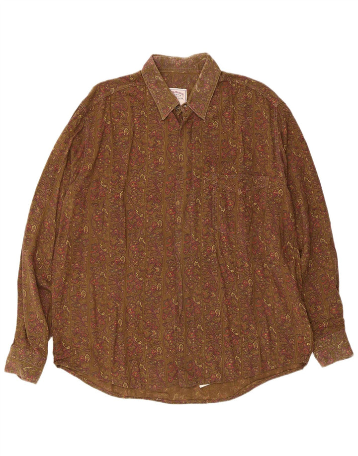 Azzurra Herrenhemd, groß, Khaki, Paisley-Viskose