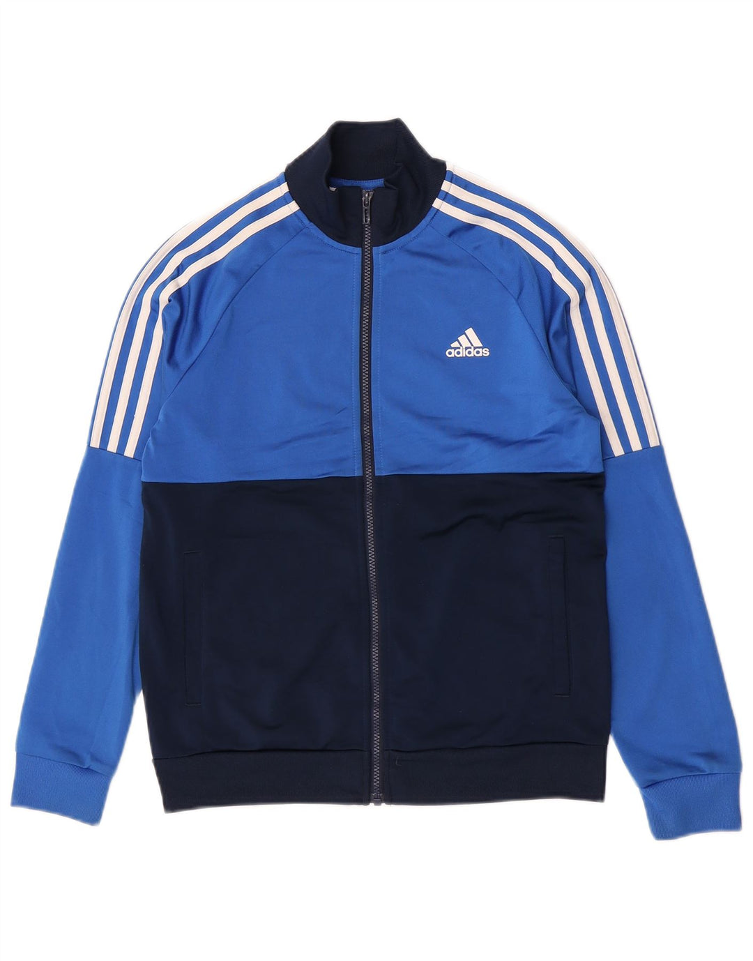 Adidas Jungen-Trainingsanzug-Top-Jacke, 13–14 Jahre, blaues Colourblock-Polyester
