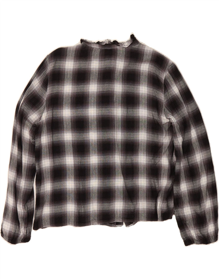 TOMMY HILFIGER Womens Shirt Blouse UK 14 Medium Black Check Viscose Vintage Tommy Hilfiger and Second-Hand Tommy Hilfiger from Messina Hembry 