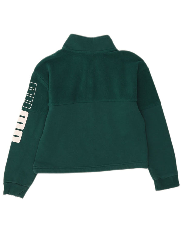 Puma Mädchen Crop Zip Neck Graphic Sweatshirt Pullover 11–12 Jahre grüne Baumwolle