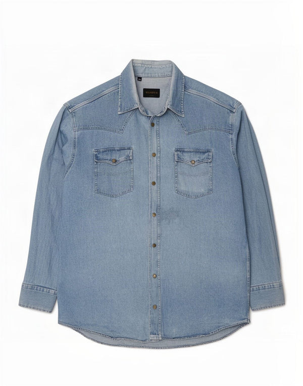 Wampum Herren Jeanshemd 2XL Blaue Baumwolle