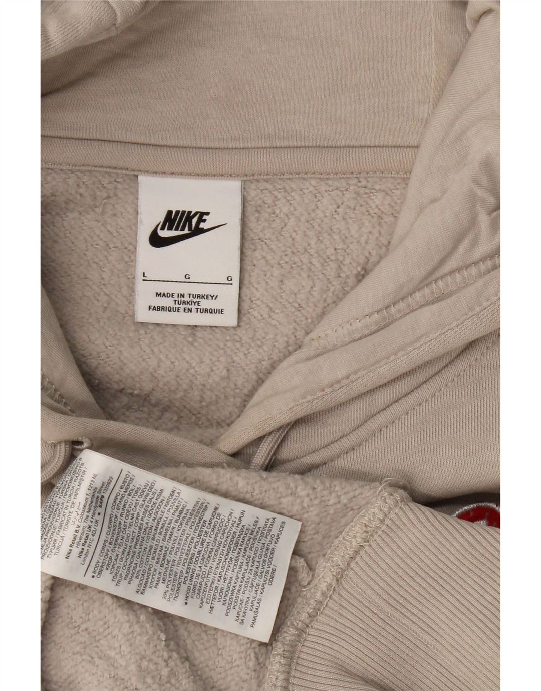 NIKE Damen-Pullover mit übergroßem Grafik-Kapuzenpullover, Gr. 14, Größe L, Grau, Baumwolle