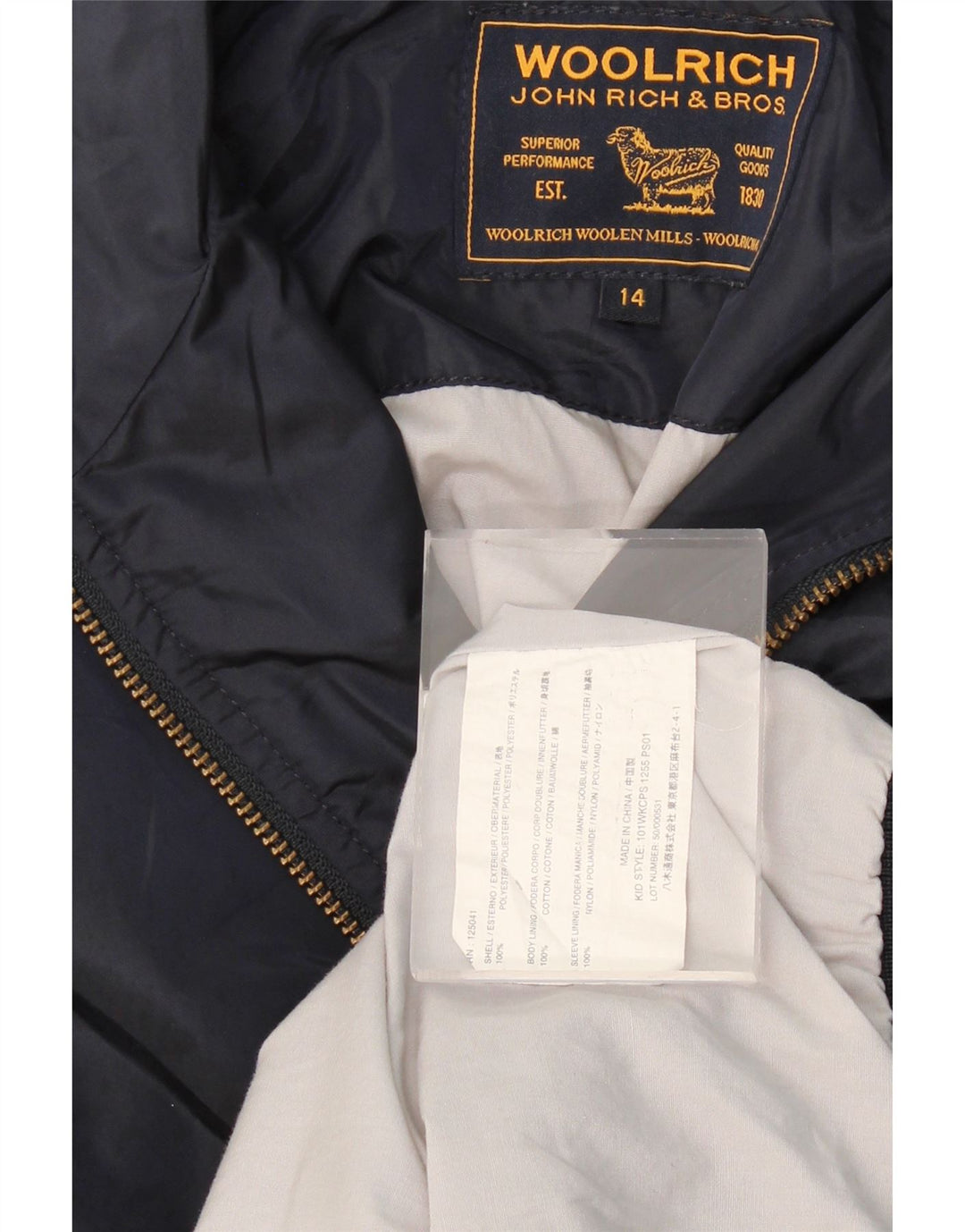 WOOLRICH Boys Bomber Jacket 13-14 Years Navy Blue Polyamide