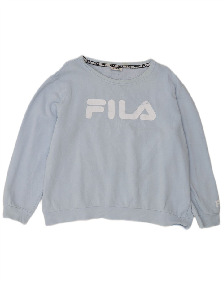Fila Damen-Sweatshirt mit übergroßem, bauchfreiem Grafikmuster, UK 16, Größe L, Blau