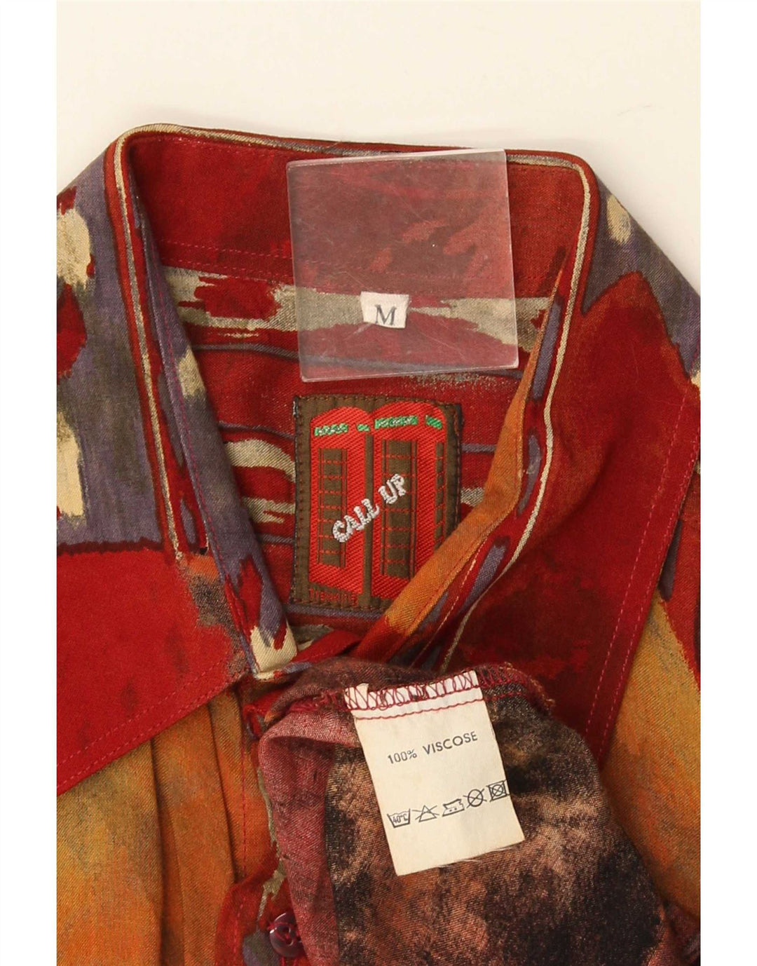 Vintage Herren-Hemd mit abstraktem Muster, mittelgroße, mehrfarbige Viskose