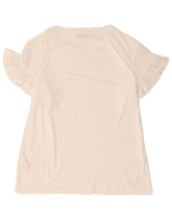 Benetton Womens Loose Fit T-Shirt Top UK 8 Small Weiße Baumwolle