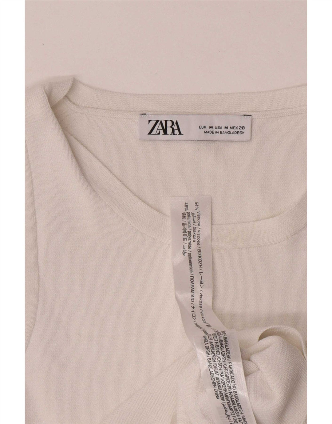 Zara Damen Crop Vest Top UK 12 Mittelweiße Viskose