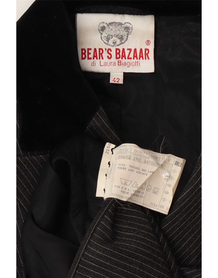 Laura Biagiotti Damen 3-Knopf-Blazerjacke IT 42 Mittelgrauer Nadelstreifen