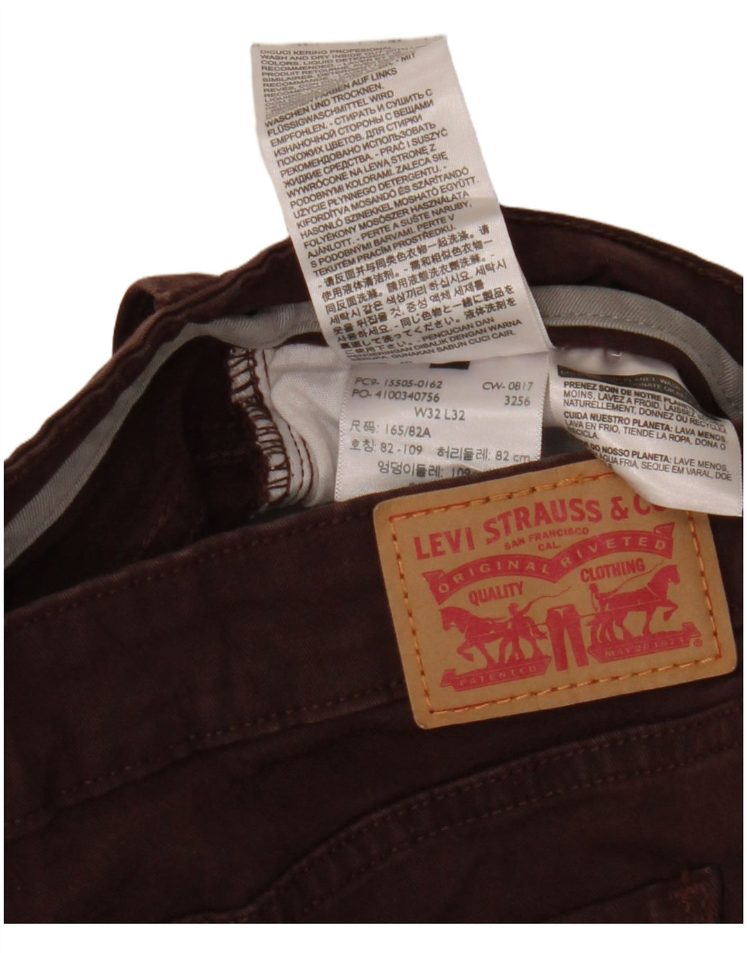 LEVI'S Damen 505 Straight Jeans W32 L32 Kastanienbraun Baumwolle