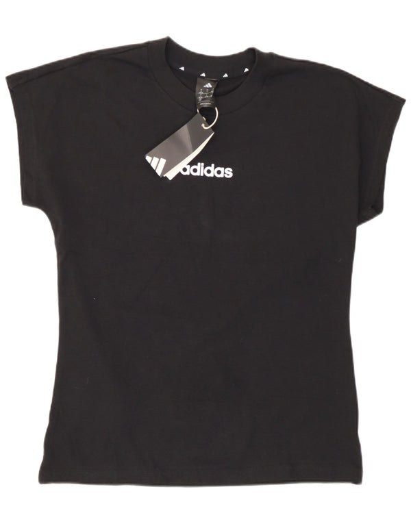 Adidas Damen T-Shirt Top UK 16/18 Large Schwarz Baumwolle