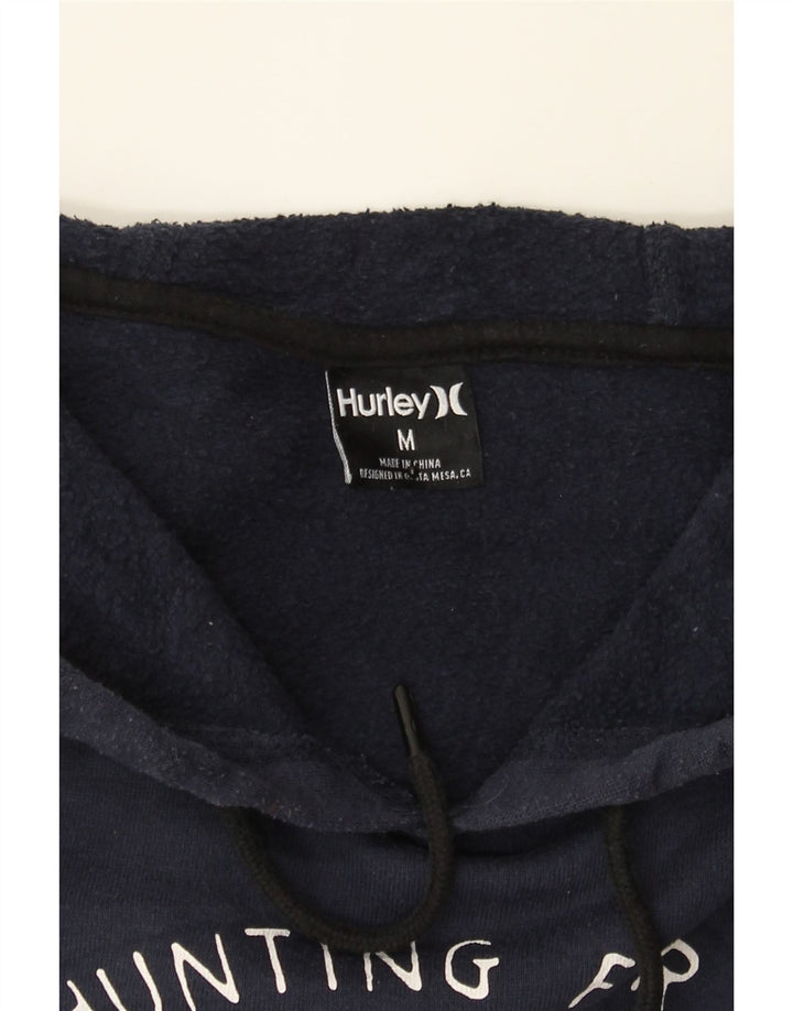 HURLEY Mens Graphic Hoodie Jumper Medium Navy Blue Cotton Vintage Hurley and Second-Hand Hurley from Messina Hembry 