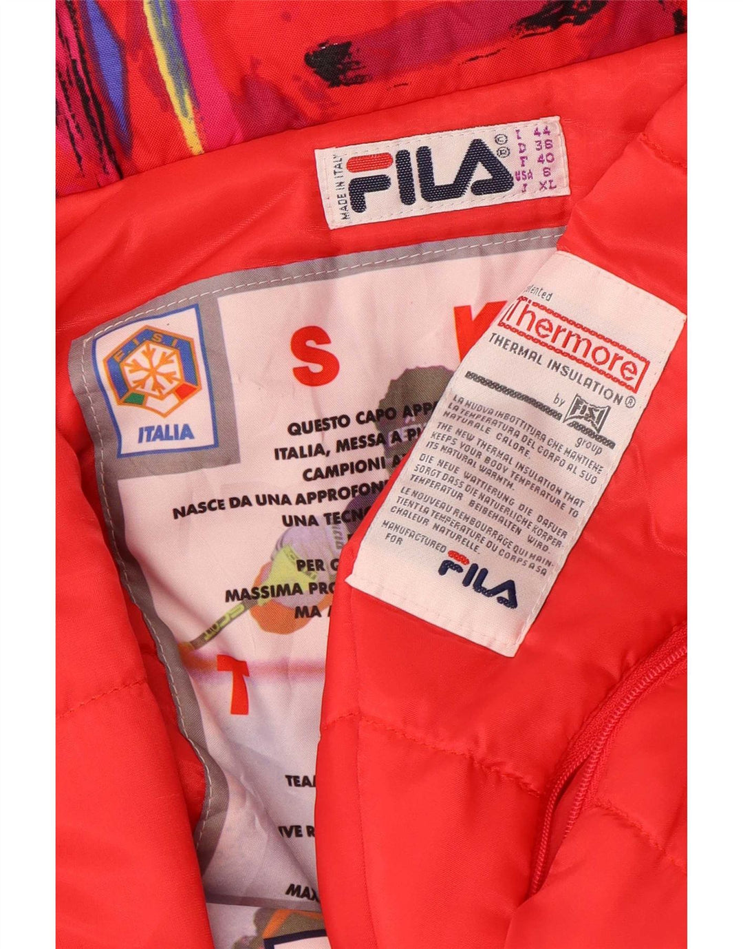 Fila Damen-Skioverall mit Kapuze, IT 44, mittelrot, geometrisch