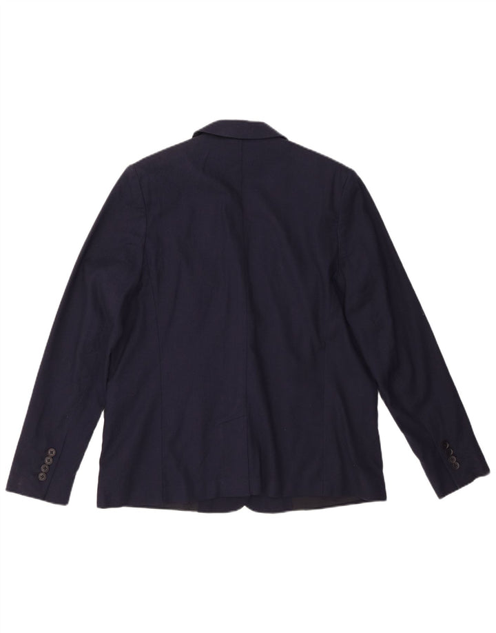Lacoste Damen-Blazerjacke mit 1 Knopf, Größe 44, große marineblaue Baumwolle