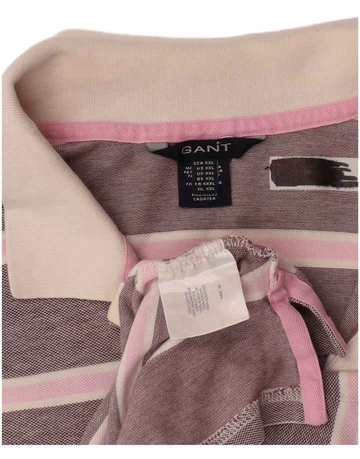 Gant Damen-Poloshirt mit normaler Passform, UK 20 2XL, grau gestreift, Baumwolle, klassisch