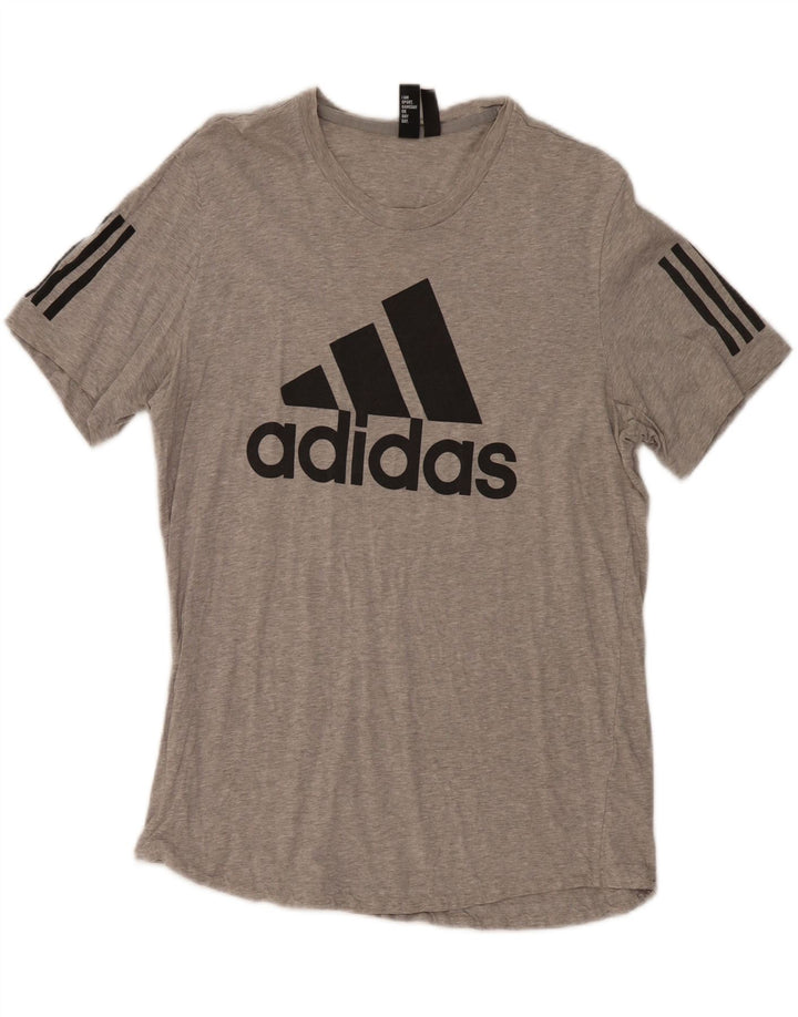 Adidas Herren Grafik-T-Shirt aus mittelgrauer Baumwolle