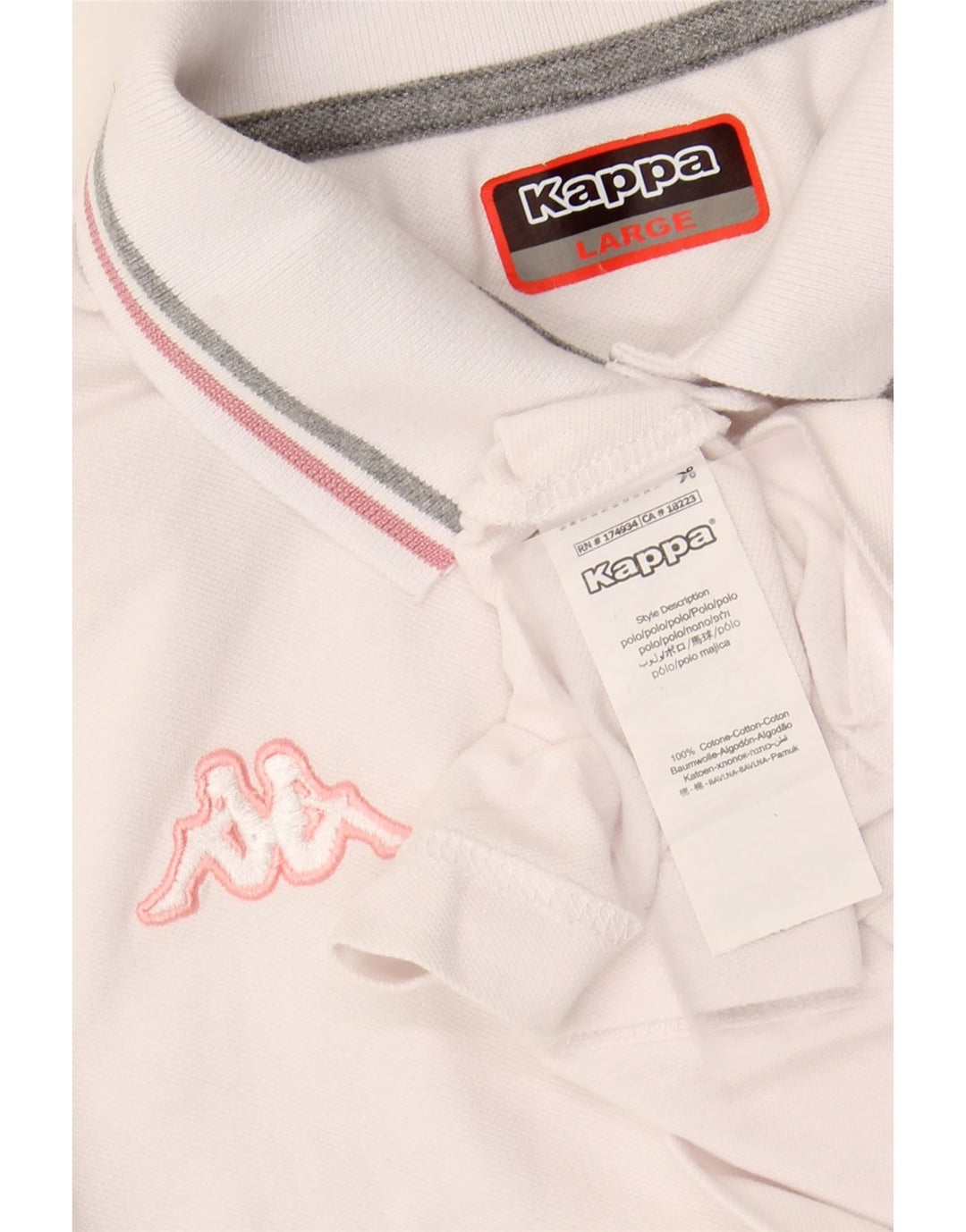 KAPPA Womens Polo Shirt UK 14 Large White Cotton