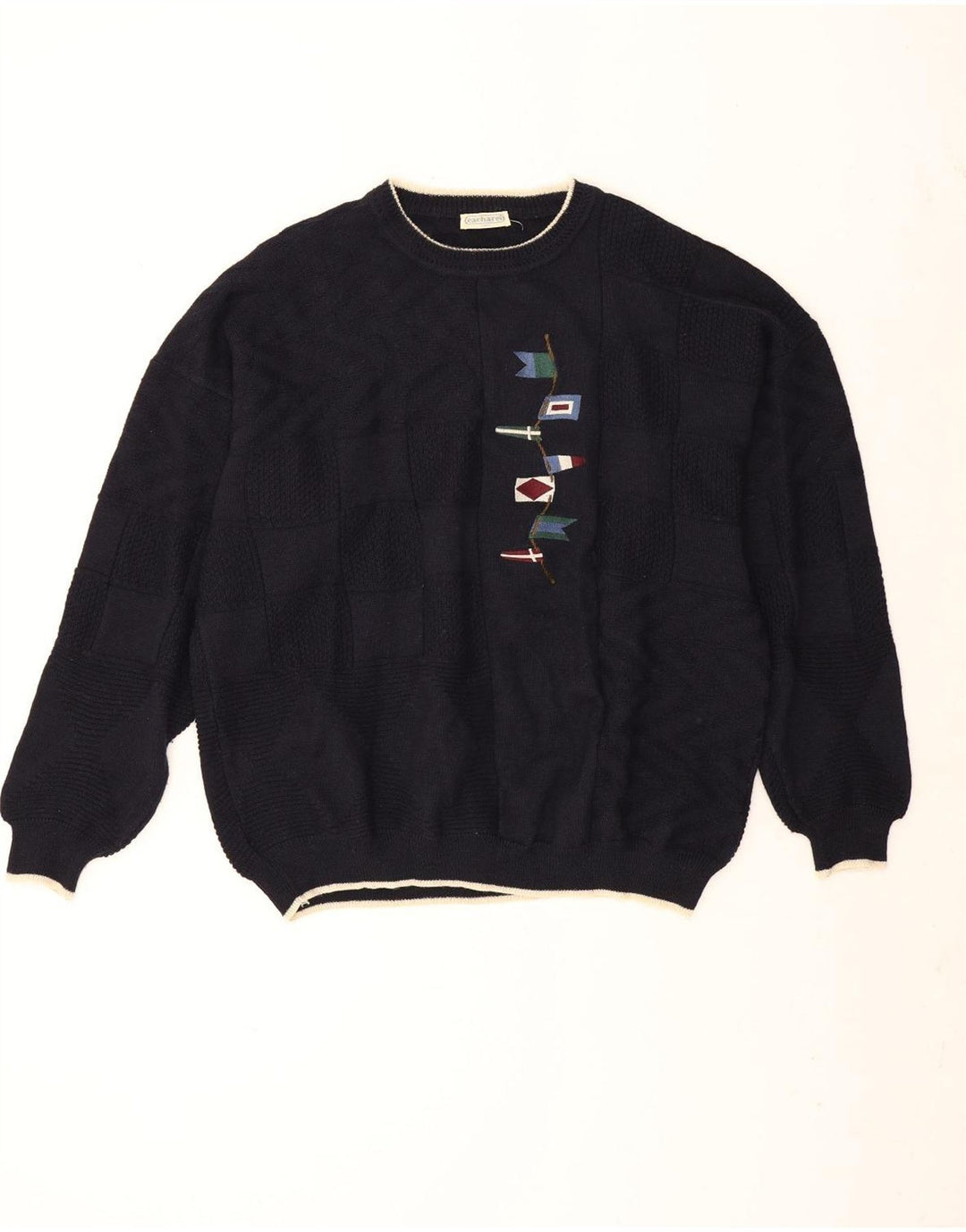 Cacharel Herren-Pullover mit Rundhalsausschnitt, XL, Marineblau, Schurwolle