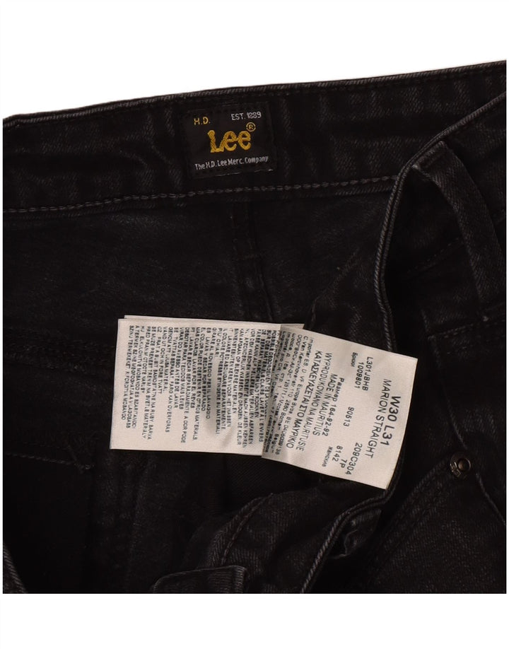 Lee Damen Marion Straight Jeans W30 L28 Schwarze Baumwolle