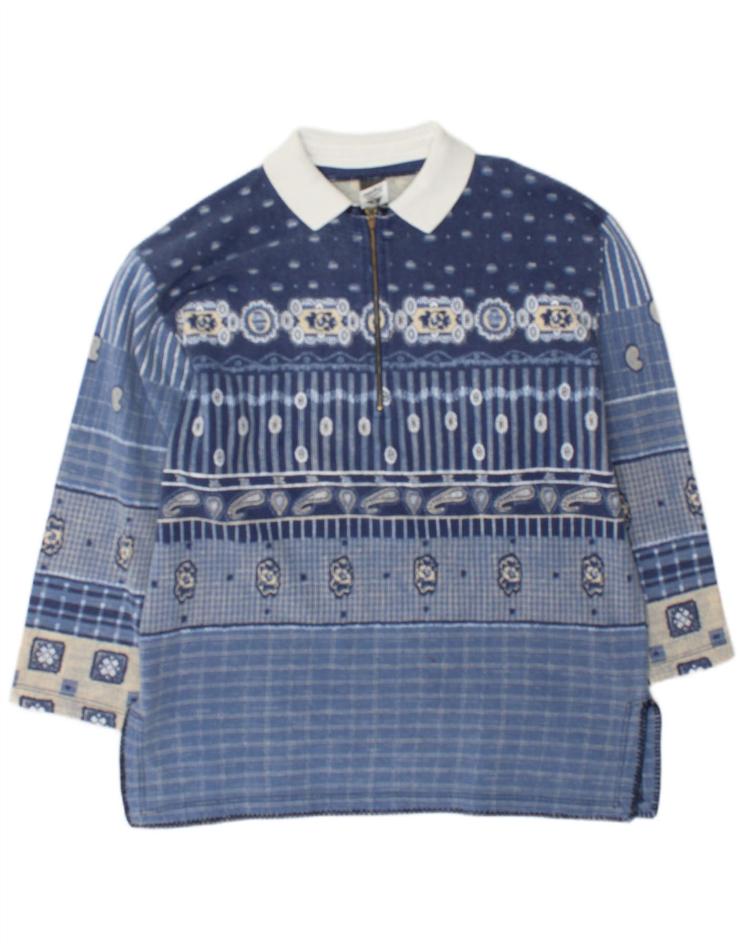 Meeting Herren-Sweatshirt mit Rollkragen, Mittelblau, Patchwork