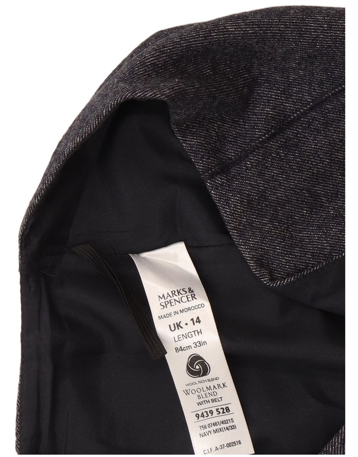 Marks & Spencer Damen Midirock UK 14 Medium W30 Marineblaue Wolle