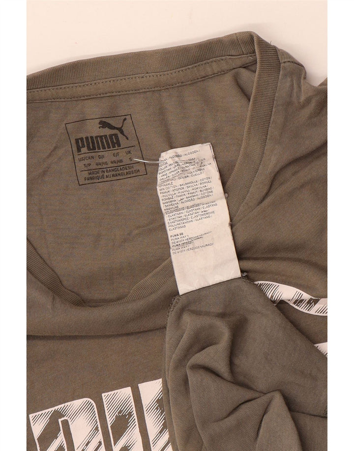 Puma Herren Grafik T-Shirt Top Small Grau Baumwolle