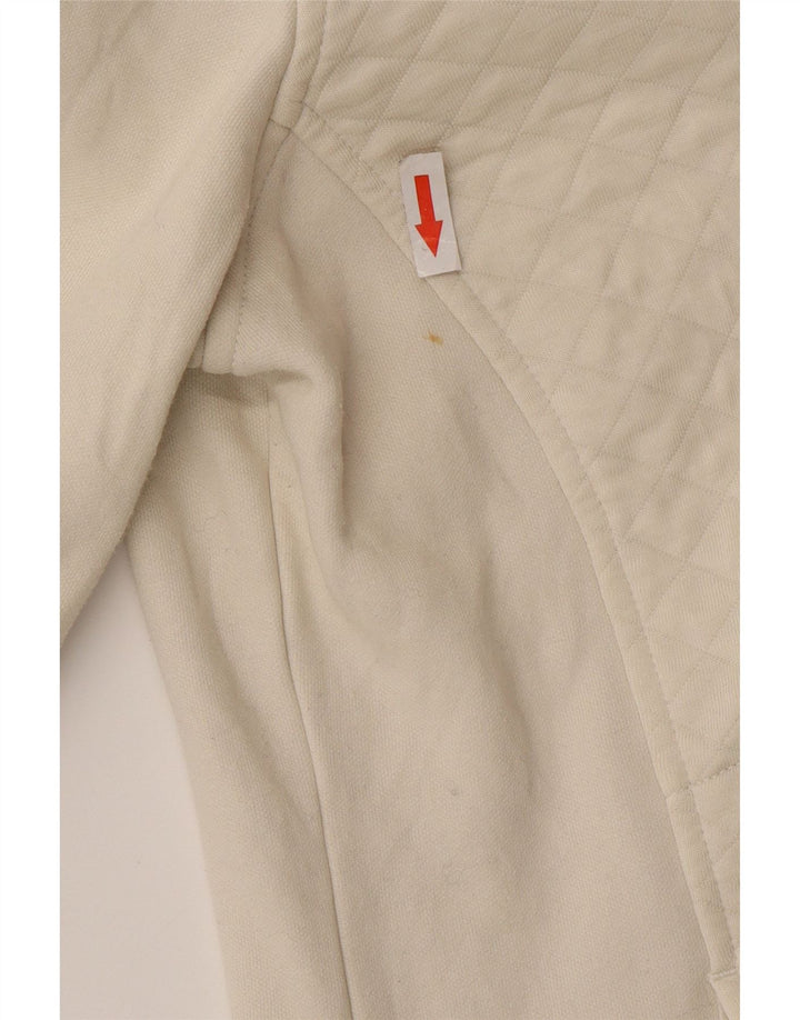 L.L.Bean Damen Oversized Zip-Neck Sweatshirt Pullover UK 10 Small Weiß