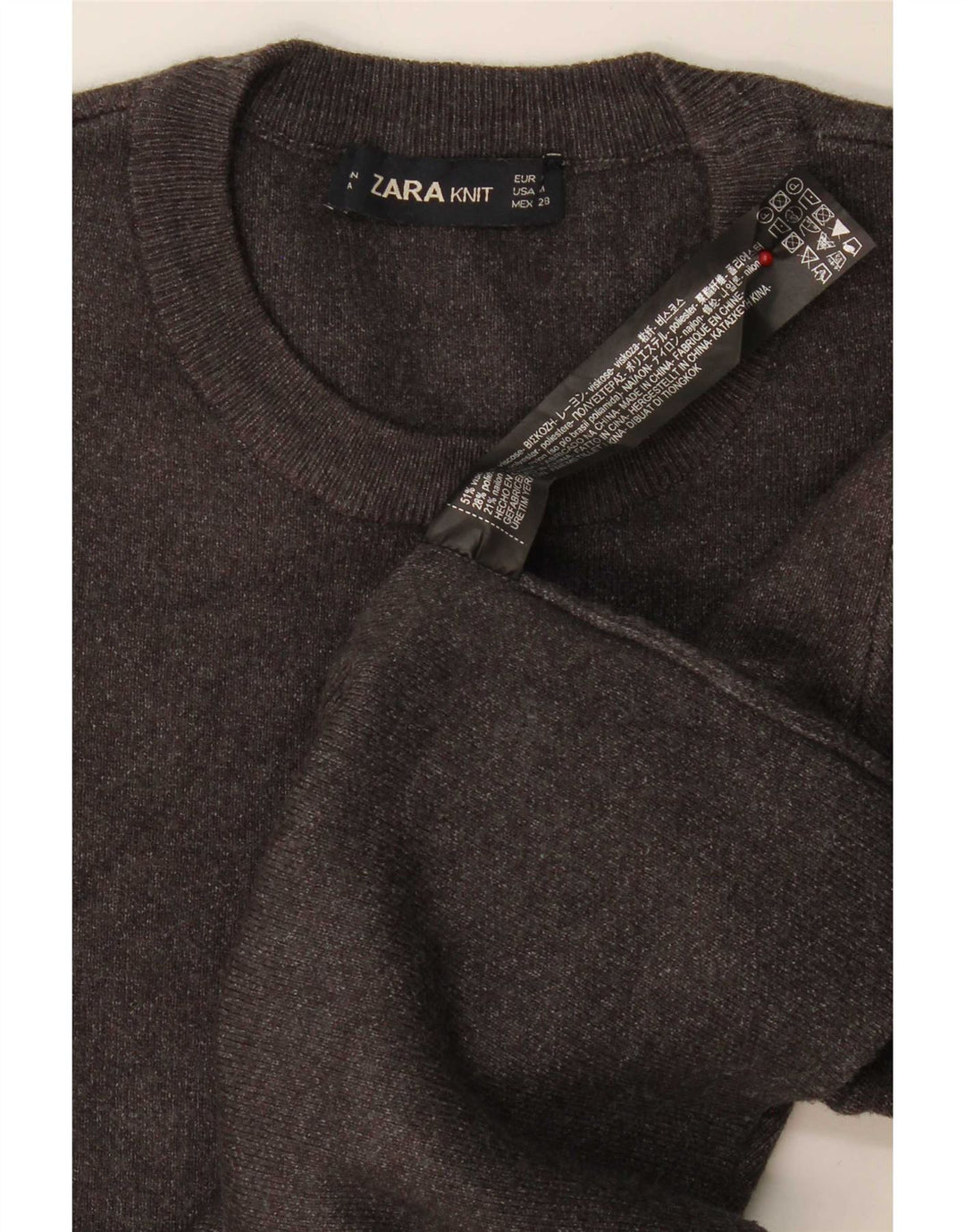 Kurzärmliger Damen-Pullover mit Rundhalsausschnitt von Zara, Gr. 14, Mittelbraun