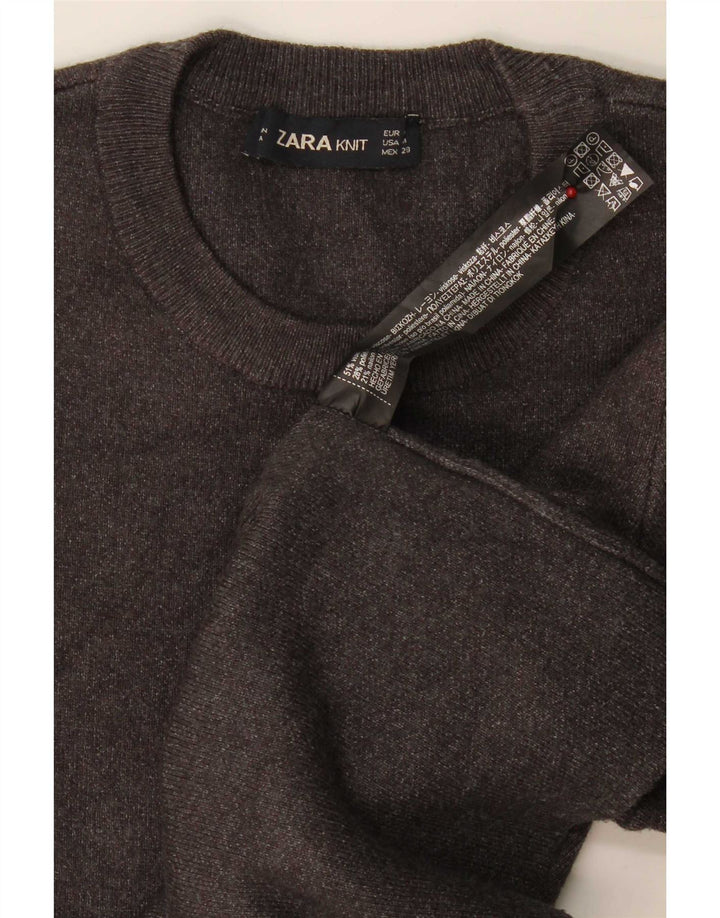 Kurzärmliger Damen-Pullover mit Rundhalsausschnitt von Zara, Gr. 14, Mittelbraun