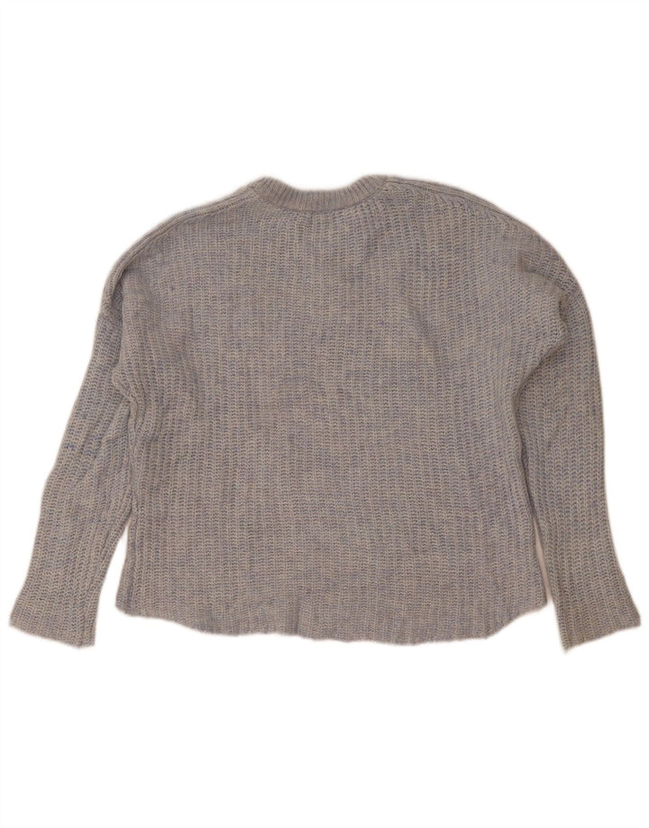 Übergroßer Damen-Pullover mit U-Boot-Ausschnitt von Zara, Gr. 14, mittelblau meliert