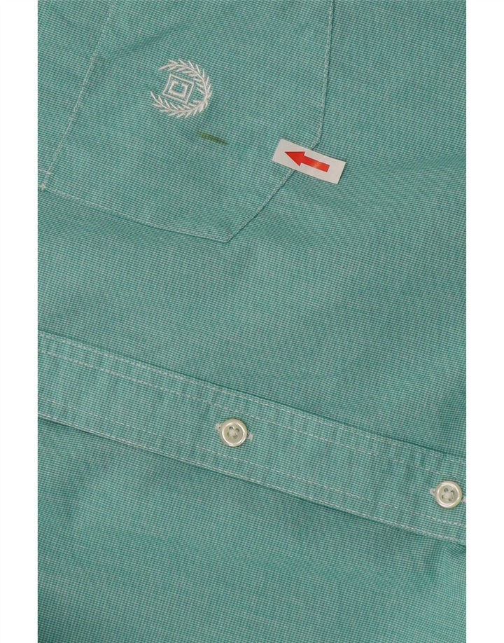 Chaps Herren-Hemd, pflegeleicht, kurzärmelig, 2XL, Türkis, Hahnentrittmuster, Baumwolle