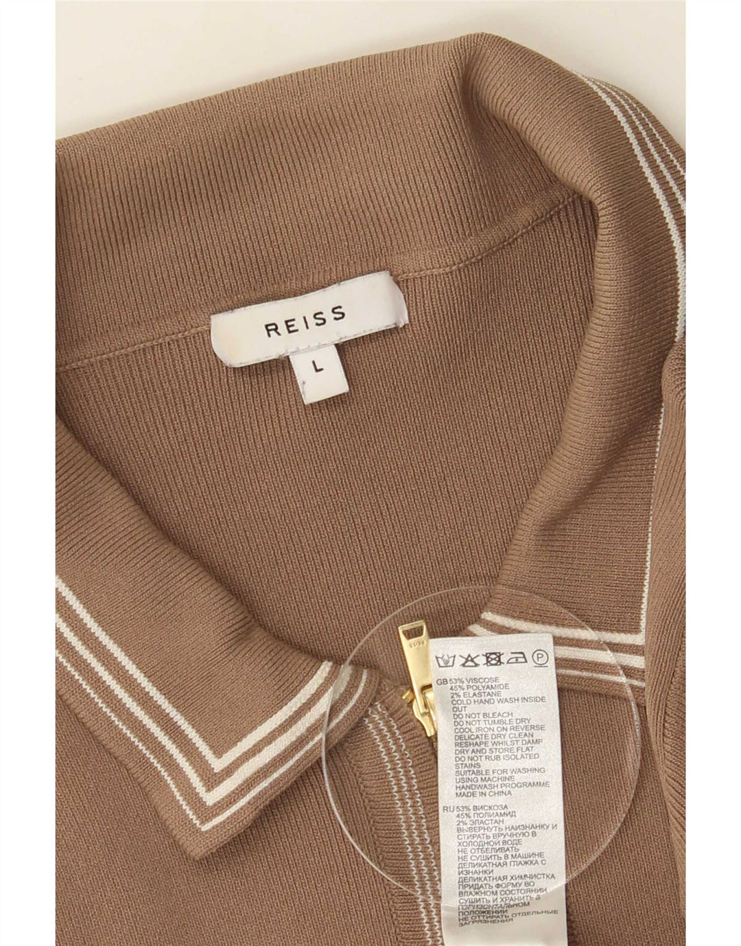 Reiss Herren-Strickjacke, groß, braune Viskose