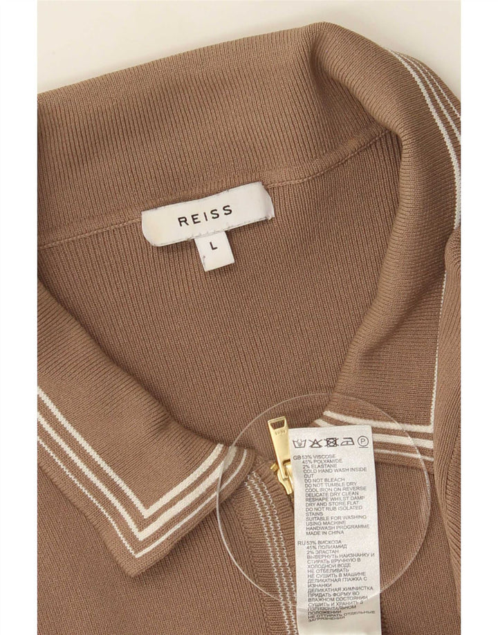 Reiss Herren-Strickjacke, groß, braune Viskose
