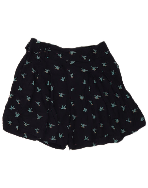 Fat Face Damen Shorts UK 8 Small W28 Marineblaue Viskose mit Animal-Print