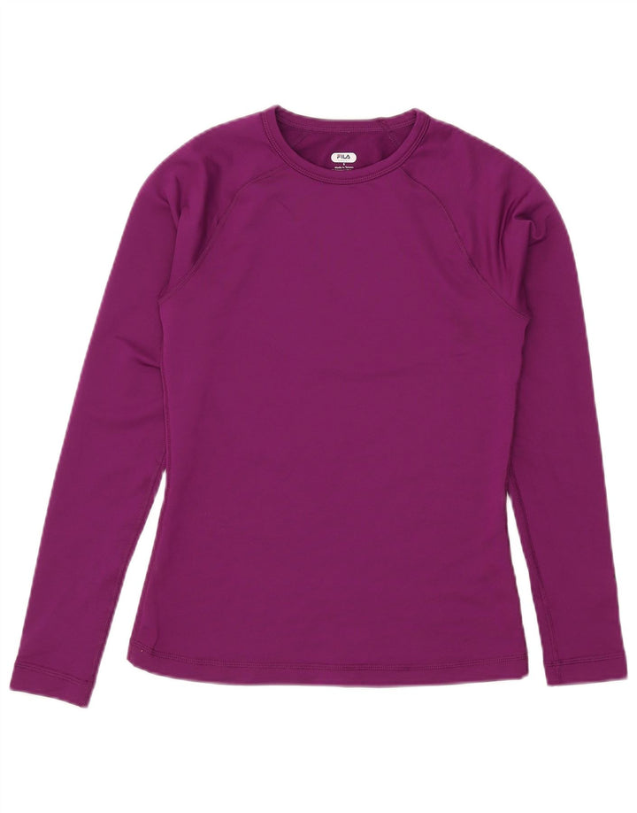 Fila Womens Graphic Top Langarm UK 10 Small Lila Polyester