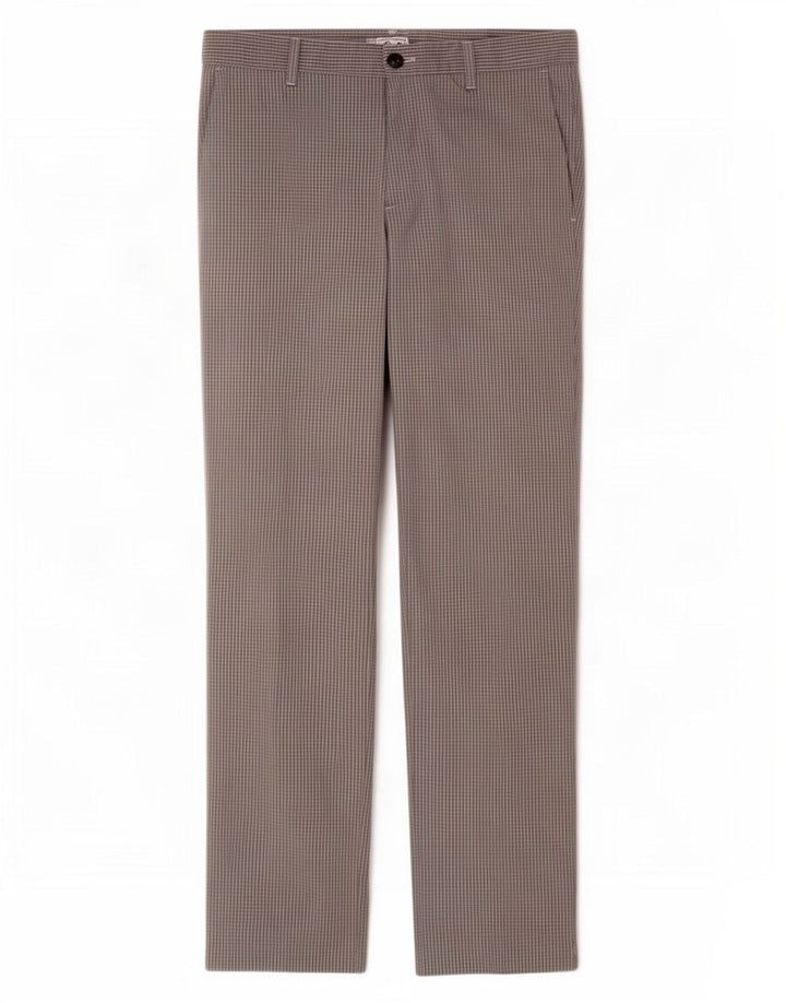 Adidas Herren Straight Chino Hose W32 L30 Grau Gingham Polyester