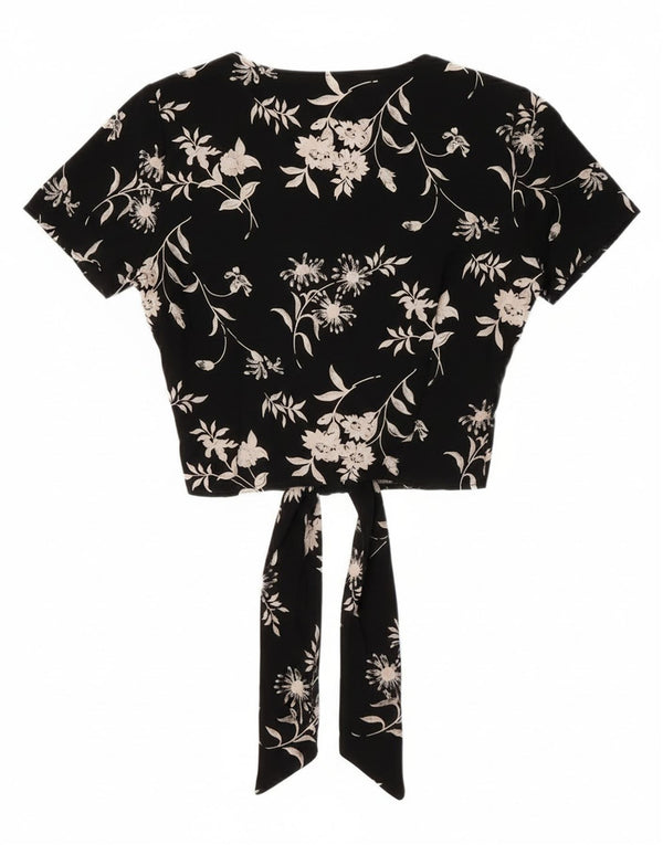 Max Dine Womens Crop Front Tie Cardigan Top IT 42 Mittelschwarz geblümt