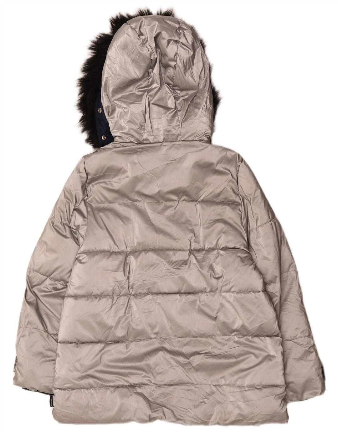 Zara Wattierter Mantel mit Kapuze für Mädchen, 13–14 Jahre, silberfarbenes Polyester