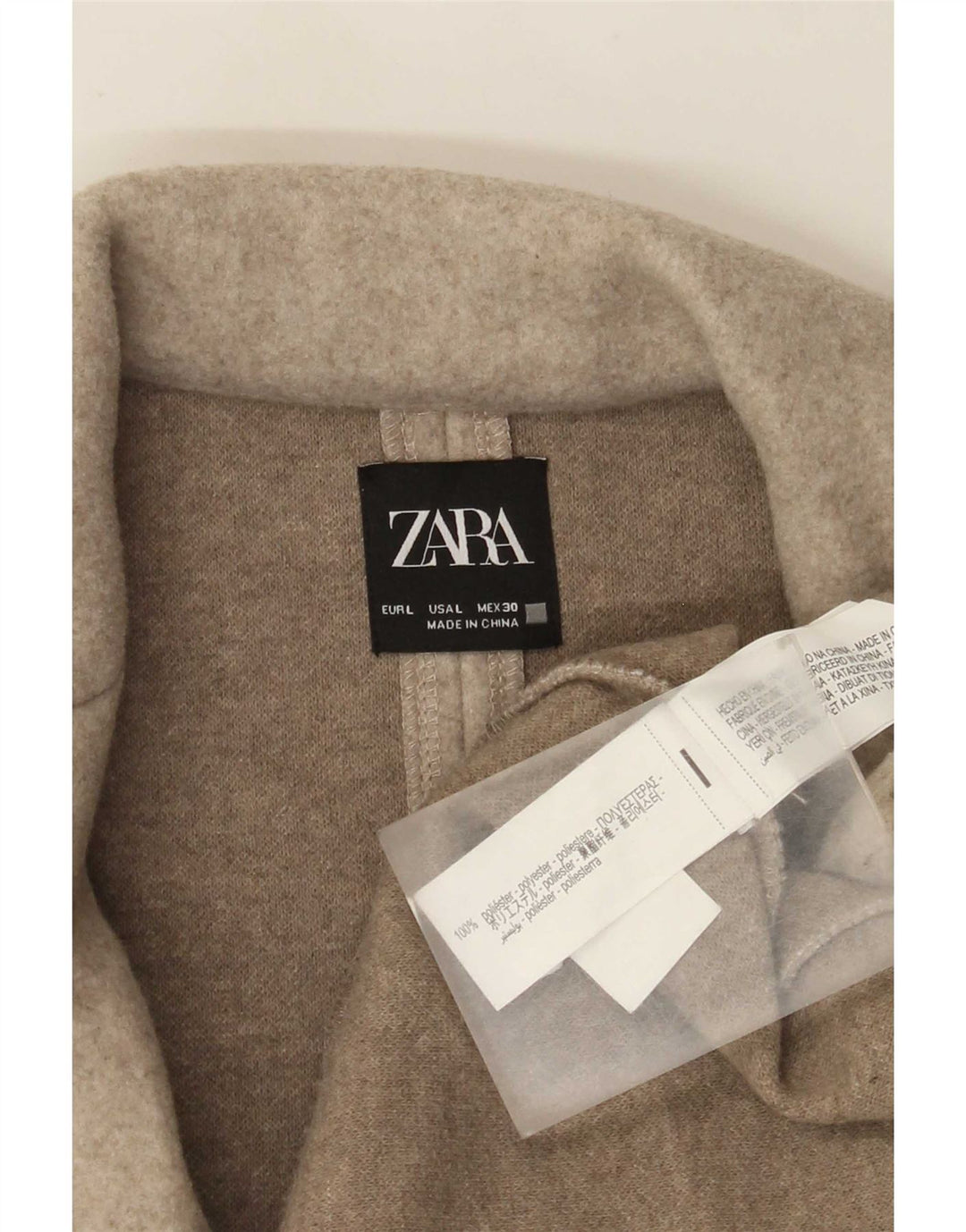 Zara Womens Open Overcoat UK 16 Large Beige Polyester
