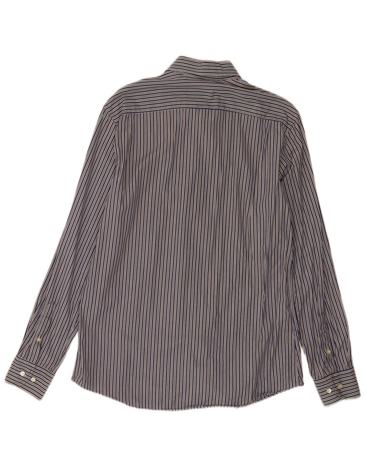 Massimo Dutti Herrenhemd, groß, blau gestreift, Baumwolle