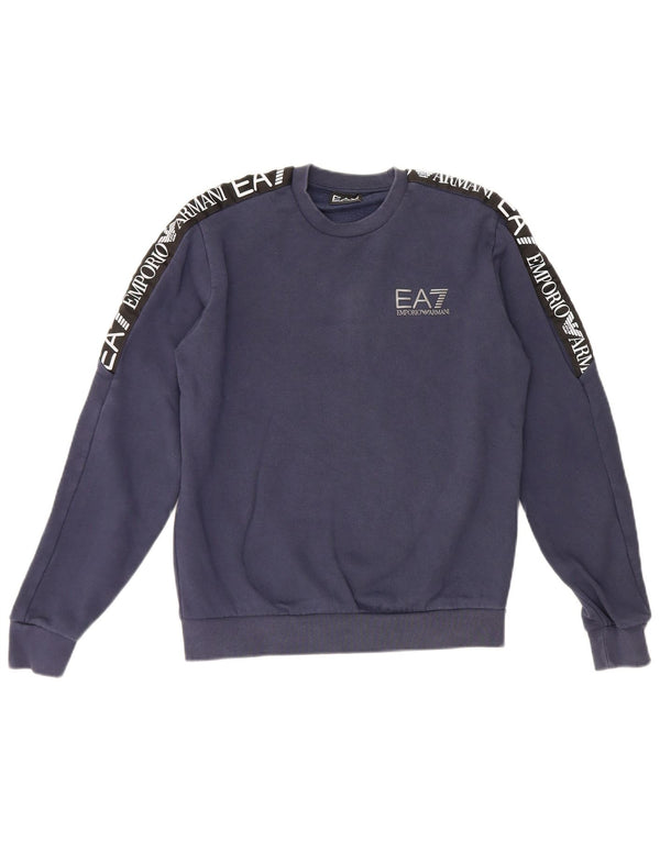 Emporio Armani Mens Graphic Sweatshirt Jumper XS Navy Blue Colourblock