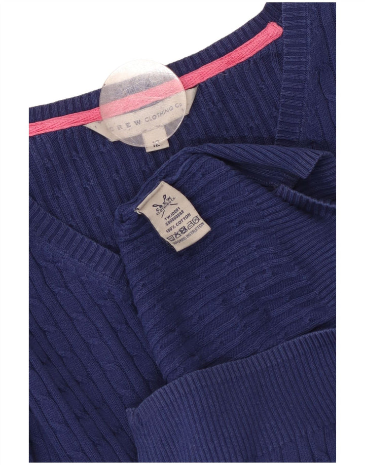 CREW CLOTHING Damen-Pullover mit V-Ausschnitt, UK 12, mittelblaue Baumwolle