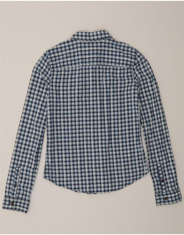 Hollister Damenhemd UK 6 XS Blaue Gingham-Baumwolle