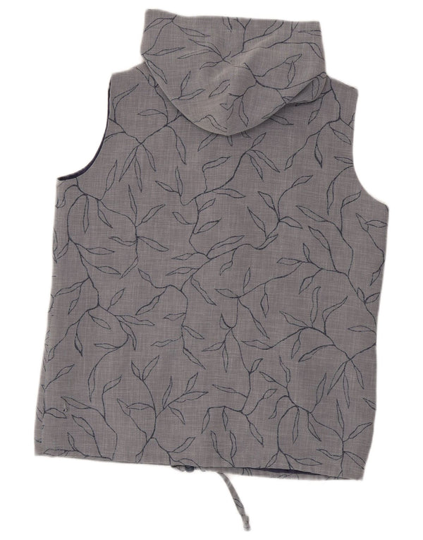 Max Pierre Damen-Kapuzenweste UK 14 Large Graues Blumenmuster aus Polyester
