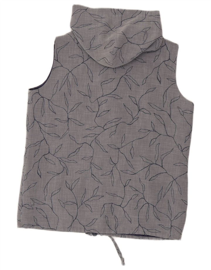 Max Pierre Damen-Kapuzenweste UK 14 Large Graues Blumenmuster aus Polyester