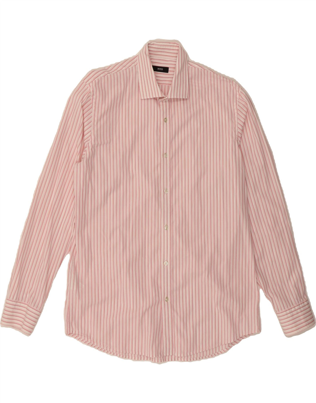 HUGO BOSS Mens Shirt Size 41 16 Large Pink Striped Cotton Vintage Hugo Boss and Second-Hand Hugo Boss from Messina Hembry 